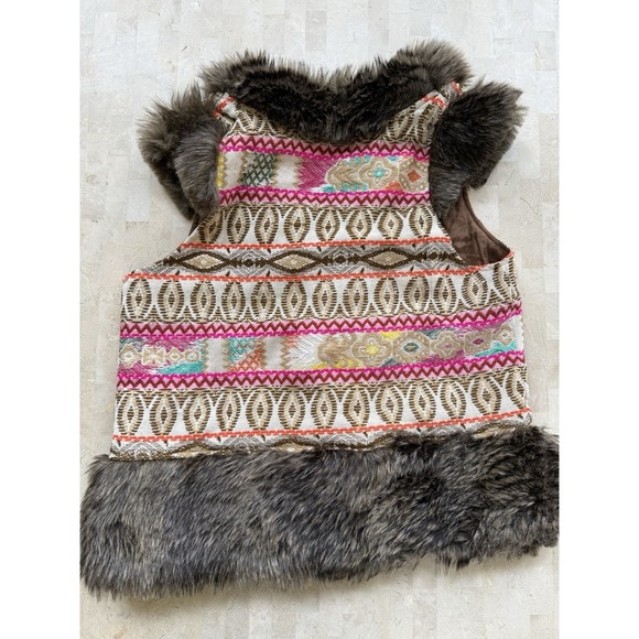 Judith March Vtg Vest Faux Fur Trim Western Embroidered Boho Hippie Size S - Picture 6 of 7